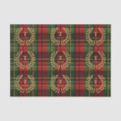 Laurier Monogram op Rode en Groene Kerst Plaid Tissuepapier (Voorkant)
