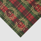 Laurier Monogram op Rode en Groene Kerst Plaid Tissuepapier (Detail)