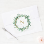 Laurier Olijfblad Krans Monogram Sticker (Envelop)