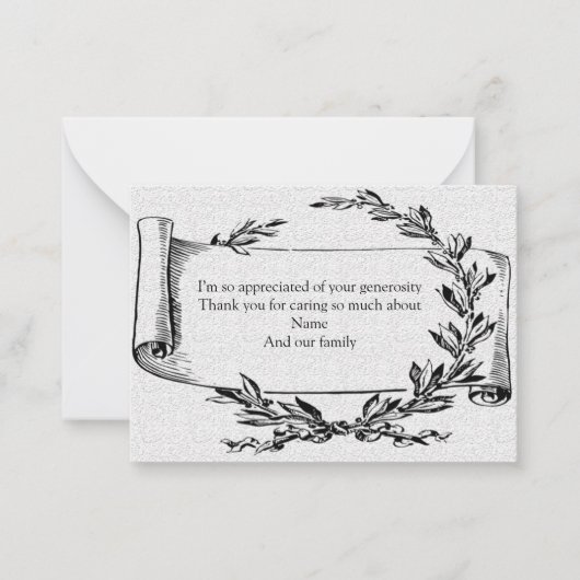  laurierbanner na begrafenis bedankkaart notitiekaartje (Voorkant)