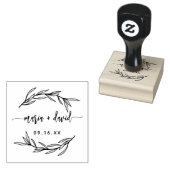 Laurierblad Koppels Save The Date Rubberstempel (Gestempeld)