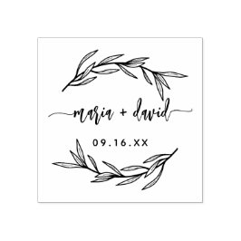 Laurierblad Koppels Save The Date Rubberstempel
