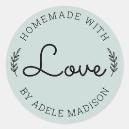 Laurierblad Roze Thuisgemaakt Met Liefde Ronde Sticker