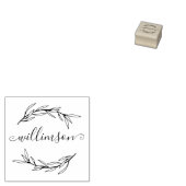 Laurierblad Script Naam Rubberstempel (Gestempeld)