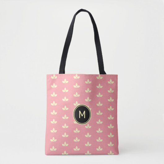 Laurierblad Silhouet Patroon op Roze Tote Bag (Voorkant)