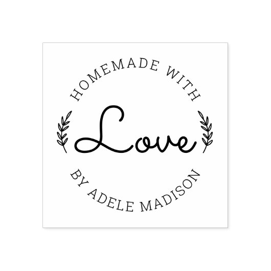 Laurierbladeren Ambachtelijk Met Liefde Rubberstempel (Afrduk)