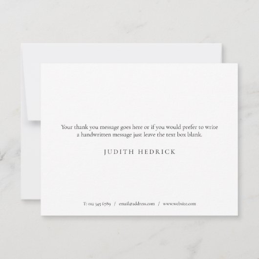 Laurierbladeren Zwart en Wit Zakelijk Bedankkaart (Achterkant)