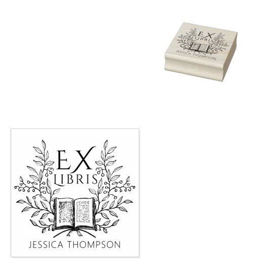 laurierboek ex libris rubberstempel (Gestempeld)