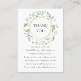 Lauriergroen boog bruiloft bedankt plaatskaartje