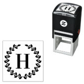 Laurierkrans Enkele Initiaal Monogram Zelfinktende Stempel (In situ)