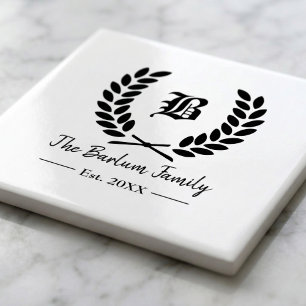 Laurierkrans Familie Monogram Tegeltje