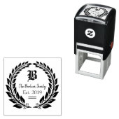 Laurierkrans Familie Monogram Zelfinktende Stempel (In situ)