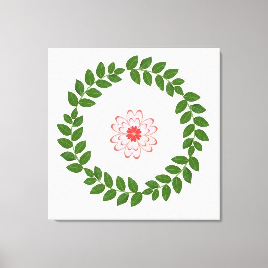 Laurierkrans & Hart Bloem Mandala Canvas Afdruk (Voorkant)