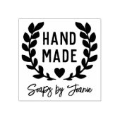 Laurierkrans Hart Handgemaakt Rubberstempel (Afrduk)