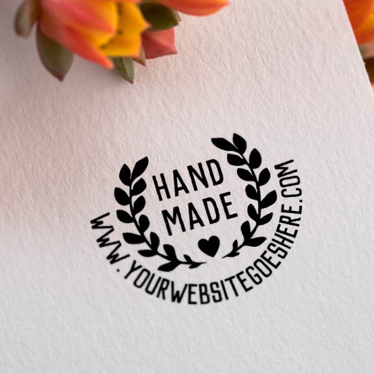 Laurierkrans Hart Handgemaakte Website Rubberstempel