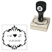Laurierkrans Monogram Huwelijk ♥ Save the Date Rubberstempel (Gestempeld)