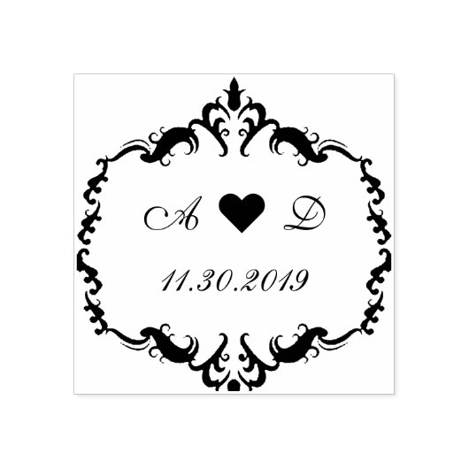 Laurierkrans Monogram Huwelijk ♥ Save the Date Rubberstempel (Afrduk)
