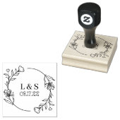 Laurierkrans Monogram Save the Date Rubberstempel (Gestempeld)