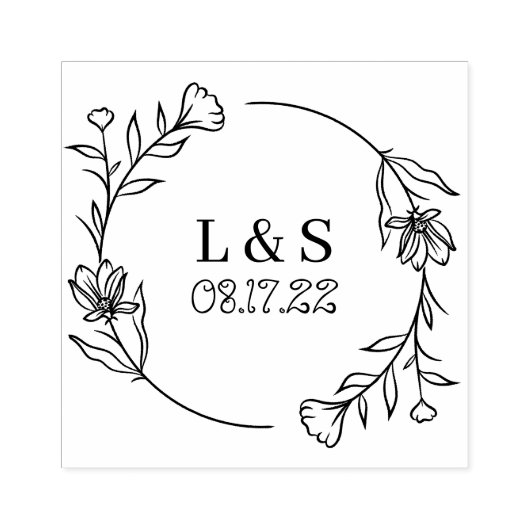 Laurierkrans Monogram Save the Date Rubberstempel (Afrduk)