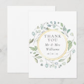 Laurierkrans nep goud folie bruiloft bedankkaart (Voorkant / Achterkant)