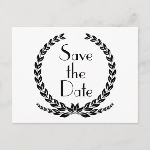 Laurierkrans Save The Date Zwart Verlovingsblad Briefkaart