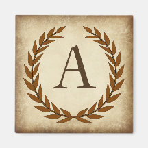 Laurierkrans Verouderd Papyrus Monogram Initiaal A