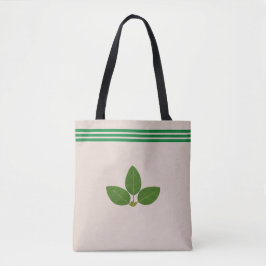 Laurierplant op groene en beige boodschappentas tote bag
