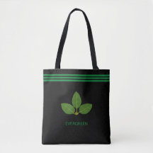 Laurierplant op groene en zwarte boodschappentas