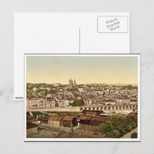 Lausanne, algemeen uitzicht, meer van Genève, Zwit Briefkaart (Voorkant / Achterkant)