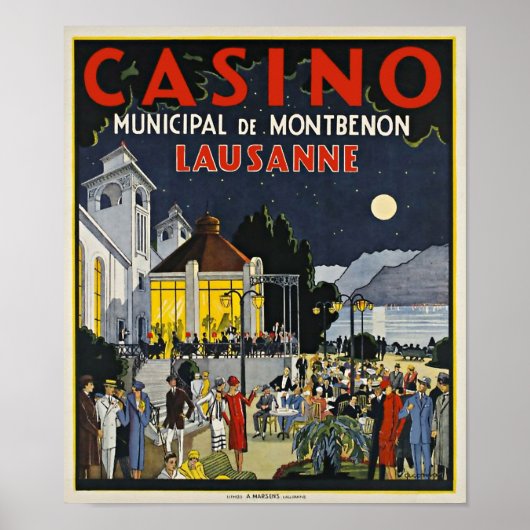 Lausanne, Casino Municipal de Montbenon Art Deco Poster (Voorkant)