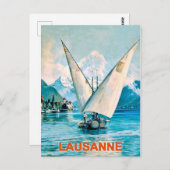 Lausanne, het meer van Genève, Zwitserland, oud re Briefkaart (Voorkant / Achterkant)
