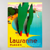 Lausanne, het strand van Genève in het meer, Zwits Poster (Voorkant)