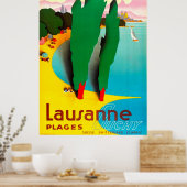 Lausanne, het strand van Genève in het meer, Zwits Poster (Keuken)