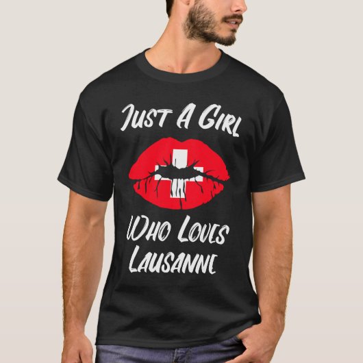 Lausanne Lips Mouth Love Switzerland Flag T-shirt (Voorkant)