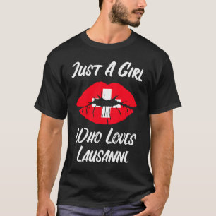 Lausanne Lips Mouth Love Zwitserland Flag T-shirt