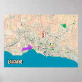 Lausanne Map Poster (Voorkant)