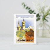 Lausanne-Ouchy, Zwitserland, Reisposter Briefkaart (Staand voorkant)