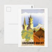 Lausanne-Ouchy, Zwitserland, Reisposter Briefkaart (Voorkant / Achterkant)