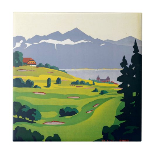  Lausanne Zwitserland Golf Travel Tegeltje (Voorkant)