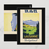 Lausanne, Zwitserland reisposter Briefkaart (Voorkant / Achterkant)