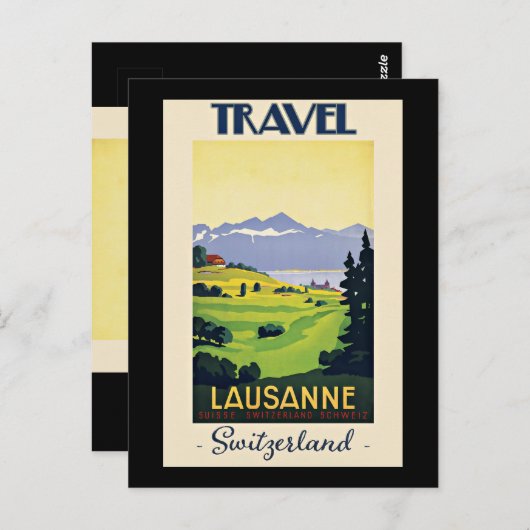 Lausanne, Zwitserland reisposter Briefkaart (Voorkant / Achterkant)