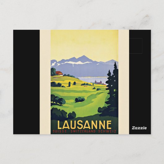 Lausanne, Zwitserland reisposter Briefkaart (Achterkant)