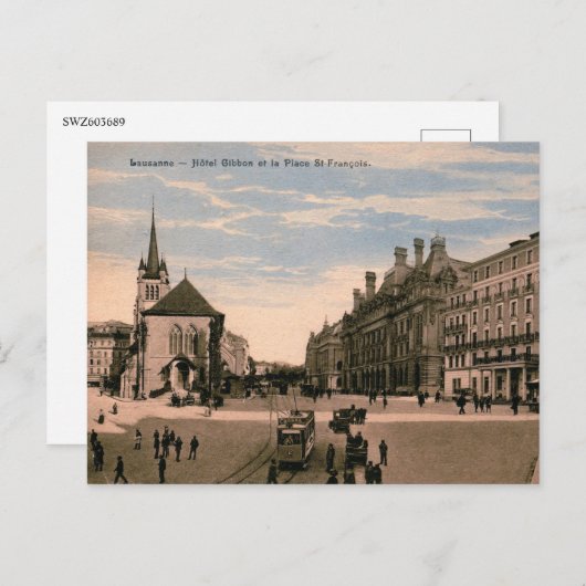 Lausanne, Zwitserland, Uitzicht, Vintage 1914 Briefkaart (Voorkant / Achterkant)