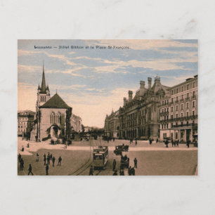 Lausanne, Zwitserland, Uitzicht, Vintage 1914 Briefkaart