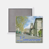 Lausanne, Zwitserland Vierkante Magneet (Voorkant / Achterkant)