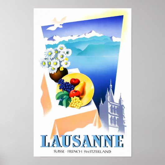 Lausanne Zwitserland vintage-Poster Poster (Voorkant)