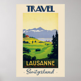 Lausanne Zwitserland Vintage Travel Poster