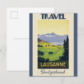 Lausanne Zwitserland Vintage Travel Poster Briefkaart (Voorkant / Achterkant)