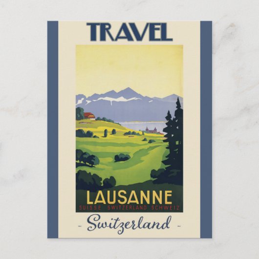 Lausanne Zwitserland Vintage Travel Poster Briefkaart (Voorkant)