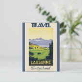 Lausanne Zwitserland Vintage Travel Poster Briefkaart (Staand voorkant)